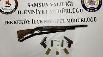 Tekkeköy'de bir evde 3 ruhsatsız silah ele geçirildi