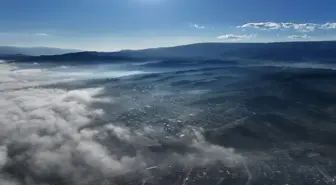 Tokat'ta oluşan sis dronla görüntülendi