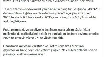 Bakan Şimşek: Cari dengede sürdürülebilir seviyeler korunuyor