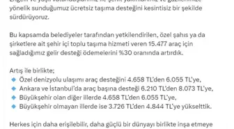 Bakan Göktaş: Ücretsiz taşıma desteğini yüzde 30 oranında artırdık