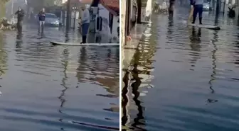 Göle dönen yolda kano ile ilerledi