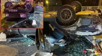 Kazada hurdaya dönen araçtan yara almadan kurtuldu