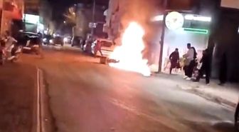 Motosiklet alev alev yandı