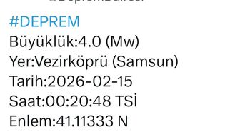 Samsun Vezirköprü'de gece yarısı korkutan deprem