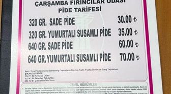 Çarşamba'da pide fiyatları belli oldu