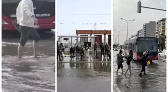 İzmir sele teslim! Vatandaş çıplak ayakla yürümek zorunda kaldı