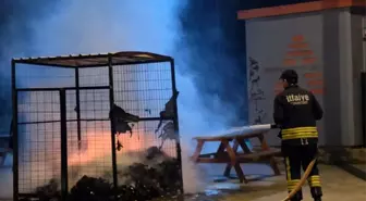 Okul karşısındaki konteynerden alevler yükseldi