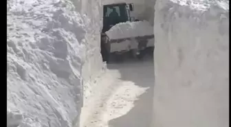 Van'da çığ düşen mahalle yolunda karla mücadele sürüyor
