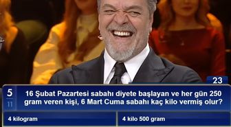 16 Şubat Pazartesi sabahı diyete başlayan ve her gün 250 gram veren kişi, 6 Mart Cuma sabahı kaç kilo vermiş olur?