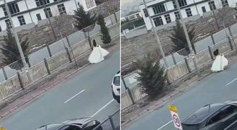 Film sahnesi değil gerçek! Gelinin düğünden kaçtığı anlar kamerada