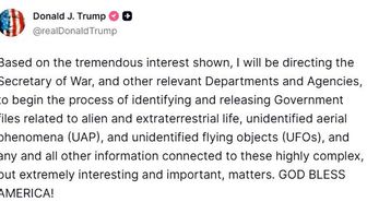 ABD Başkanı Trump'tan UFO hamlesi: 'İlgili belgelerin erişime açılma sürecini başlatma talimatı vereceğim'