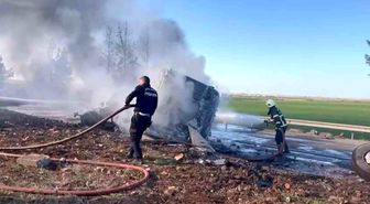 Şanlıurfa'da devrilen yakıt yüklü tır alev topuna döndü: 1 yaralı