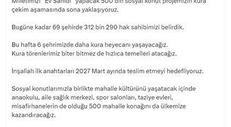 Bakan Kurum, 23 Şubat-1 Mart kura takvimini açıkladı