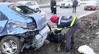 Trafik kazası sonrası araçtan kopan LPG tankı korku dolu anlar yaşattı