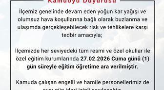 Bingöl'ün Adaklı ilçesinde kar yağışı nedeniyle eğitime ara verildi