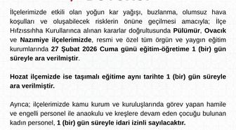Tunceli'de 4 ilçede eğitime 'kar' nedeniyle 1 gün ara