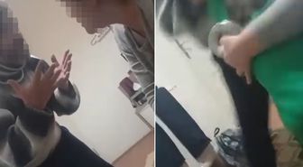 Üvey babanın, 9 yaşındaki çocuğa şiddeti kamerada