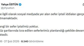 THY'den İran seferleriyle ilgili açıklama