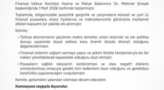 Finansal İstikrar Komitesi, Bakan Şimşek başkanlığında toplandı