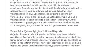 Bakan Bolat: Türkiye-İran arasında günübirlik yolcu geçişleri karşılıklı olarak durduruldu