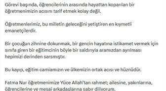 Çekmeköy'de Öğretmeni Bıçaklayan Öğrenci İçin Taziye Mesajı