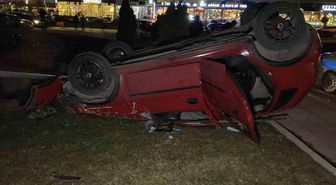 Çorum'da otomobil takla attı: 1 yaralı