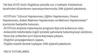 38 ilde FETÖ operasyonu; 182 tutuklama