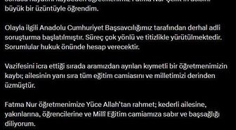 Bakan Gürlek: "(Öğretmen Fatma Nur Çelik) Olayla ilgili derhal adli soruşturma başlatılmıştır"