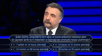 Şubat 2025'te, Zonguldak'ta karın ağrısı ve kusma şikâyetiyle hastaneye gelen 92 yaşındaki Şerife Ay'ın midesinden ve bağırsağından ameliyatla hangisi