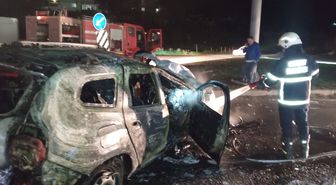 Hatay'da kaza sonrası otomobil alev alev yandı: 1 yaralı