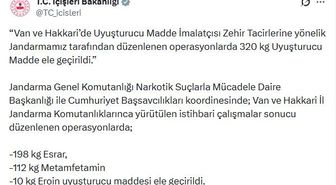 Van ve Hakkari'de 320 kilo uyuşturucu ele geçirildi, 15 şüpheli gözaltına alındı