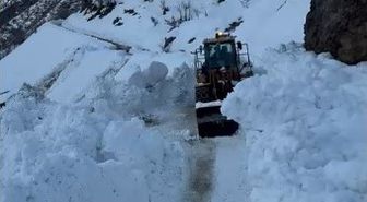 Bitlis'te köy yoluna çığ düştü