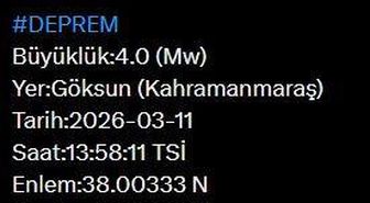 AFAD duyurdu: Kahramanmaraş'ta 4 büyüklüğünde deprem