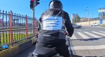 Motosikletlinin 'doğum günü' çağrısına sürücülerden kornalı kutlama