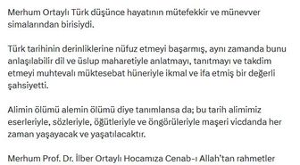 Bahçeli'den İlber Ortaylı için taziye mesajı
