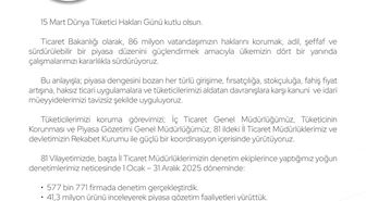 Bakan Bolat'tan Dünya Tüketici Hakları Günü mesajı