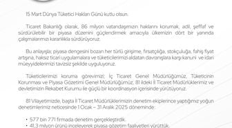 Bakan Bolat: Yılın ilk 2 ayında 85 bin firma ve 9,3 milyon ürün denetlendi