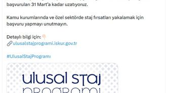 Ulusal Staj Programı'na başvurular uzatıldı