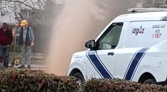 Derince'de delinen doğalgaz borusu mahalleliyi korkuttu