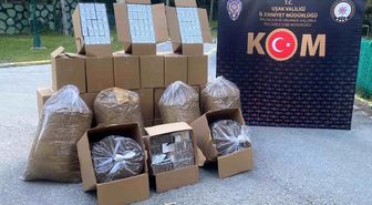 Uşak'ta çok sayıda kaçak makaron ve tütün ele geçirildi