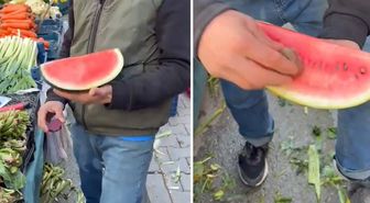 Karpuzu daha kırmızı göstermek için yaptığı rezilliğe bakın
