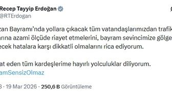 Cumhurbaşkanı Erdoğan'dan bayramda trafiğe çıkacak vatandaşlara mesaj