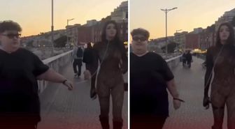 Kız arkadaşına tasma takıp gezdirdi