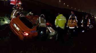 Pendik'te taksi su kanalına uçtu: 3 ölü,1 yaralı