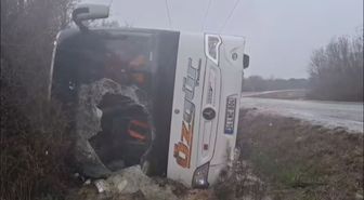 Çatalca'da otobüs devrildi; yaralılar var
