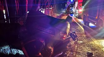 Keşan'da takla atan otomobilde 5 kişi yaralandı
