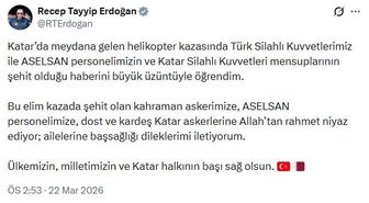 Cumhurbaşkanı Erdoğan: Milletimizin ve Katar halkının başı sağ olsun