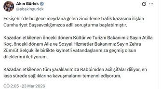 Eskişehir'de meydana gelen zincirleme trafik kazasına ilişkin soruşturma
