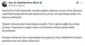 Fatih'teki Patlamada Yaralanan 10 Kişiden 2'si Taburcu Edildi