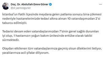 İstanbul İl Sağlık Müdürü Doç. Dr. Abdullah Emre Güner: 'Tedavi altına alınan 10 vatandaşımızdan 2'si taburcu edilmiştir'